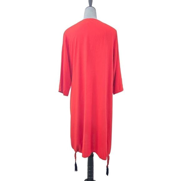 Melange Orange Midi Dress Embroider Summer Lagenlook Comfort Size L - Picture 3 of 8